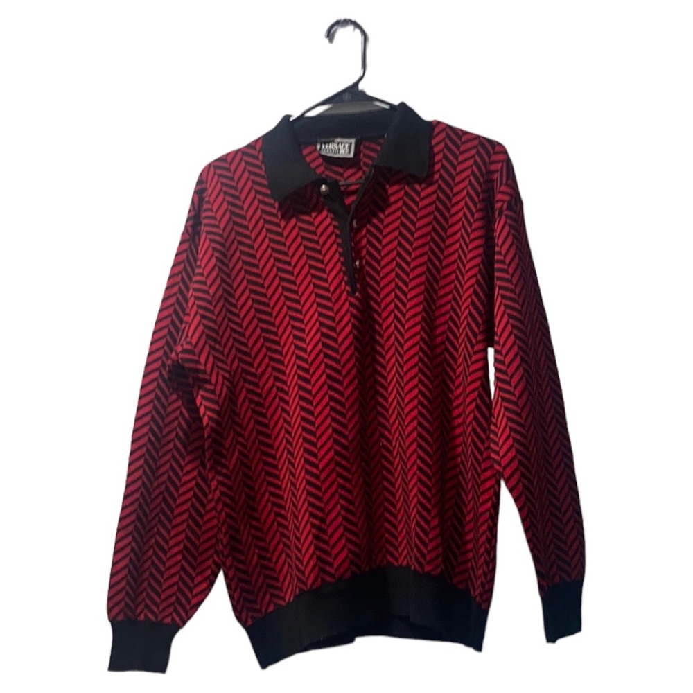 Versace Classic Mens Wool Sweater Geometric Print Size M
